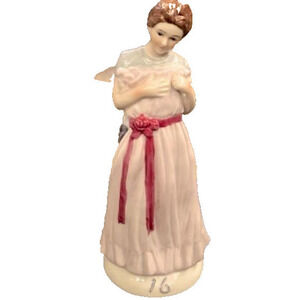 Heartline sweet 16 Birthday 16th Porcelain Girl Figurine holding dress unique